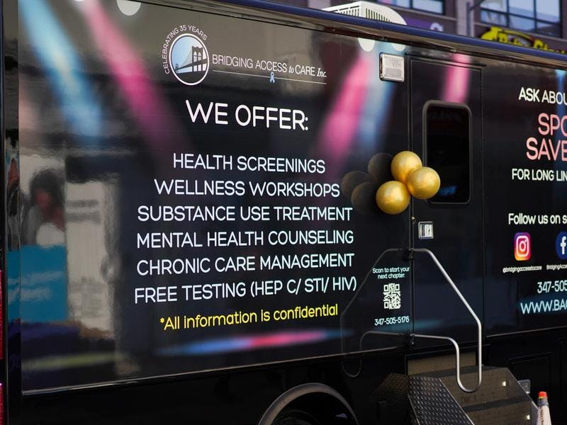 image of Our new mobile unit features two medical rooms, two bathrooms and is able to provide multiple health screenings to new clients with our care staff right on board.