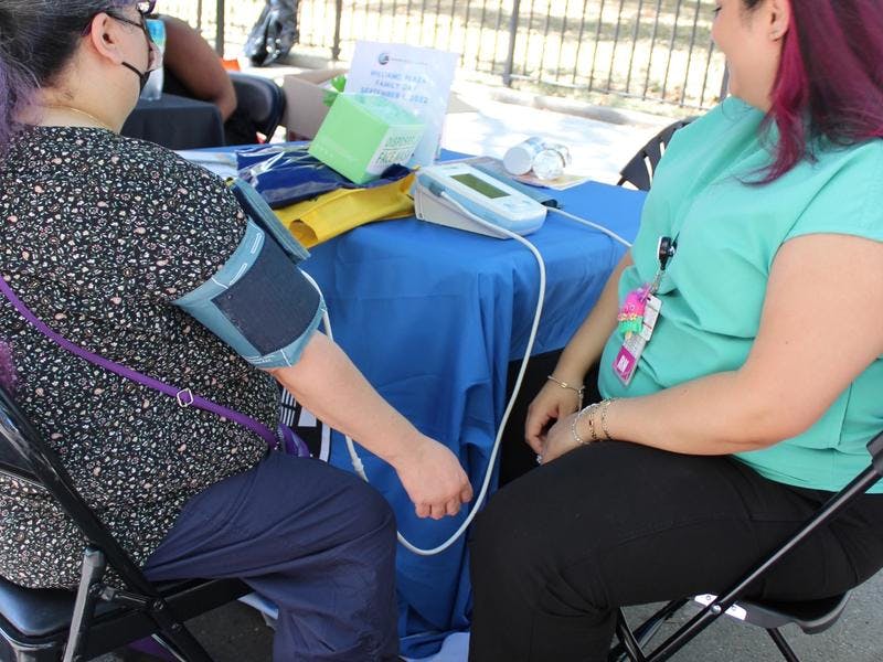 image of Our on-site registered nurse provides essential blood pressure readings for our clients. Readings are available at our Williamsburg office or at one of our scheduled mobile unit stops. We also conduct tobacco reduction sessions and other preventative services to our clients.